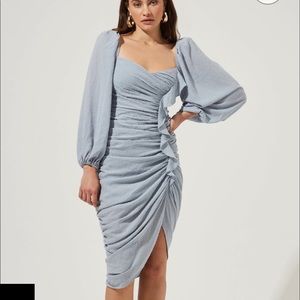 ASTR the Label Athens Ruched Puff Sleeve Dress (xs)